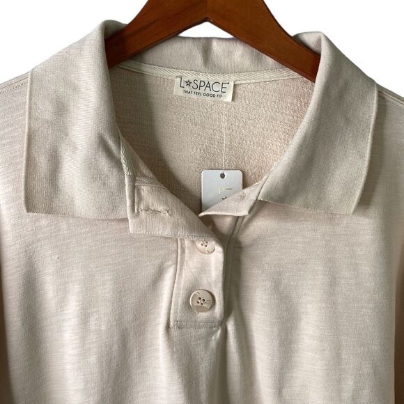 L*Space Livin' is Easy Long Sleeve Pullover Crop Top & Jogger Set in Beige - Picture 3 of 16